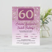 お祝いのローズゴールドグリッター60歳の誕生日 招待状 (スタンド正面)