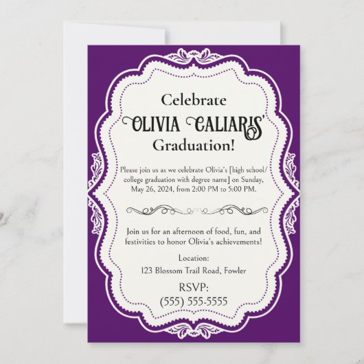 お祝いの万華鏡のように千変万化するパターン：熟した梅 招待状 (正面)