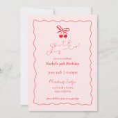 お祝いの上のチェリー 誕生日招待状 招待状 (正面)