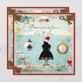 お祝いの不思議の国のベビーシャワーをすすって下さい及び見て下さい 招待状 (正面/裏面)