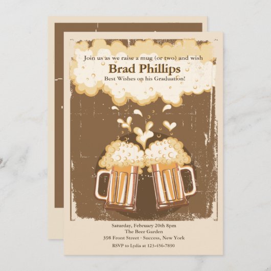 お祝いの乾杯 招待状 (正面/裏面)