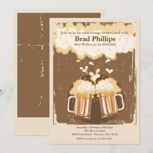 お祝いの乾杯 招待状 (正面/裏面)