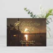 お祝いの人生の招待海夕日 招待状 (スタンド正面)