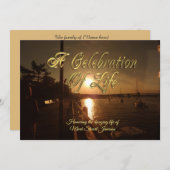 お祝いの人生の招待海夕日 招待状 (正面/裏面)