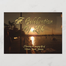 お祝いの人生の招待海夕日 招待状