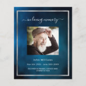 お祝いの人生の葬儀の青い写真の招待状 (裏面)