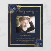 お祝いの人生の葬儀の青い写真の招待状 (裏面)