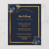 お祝いの人生の葬儀の青い写真の招待状 (正面)