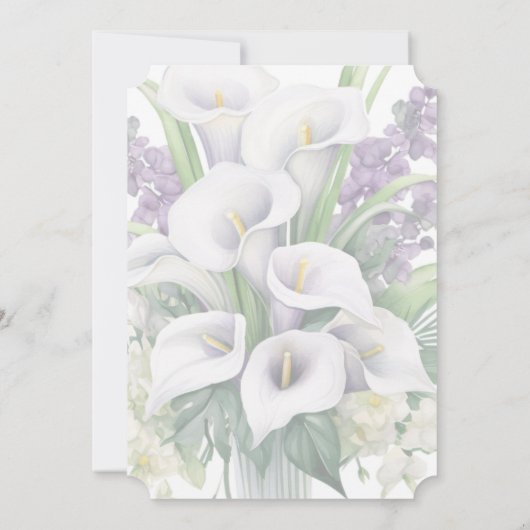 お祝いの人生の葬儀ホワイトパープルフローラ 招待状 (裏面)