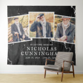 お祝いの人生ダーク大理石の石3枚の写真 タペストリー (インサイチュ(横))