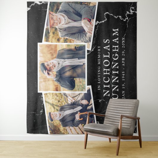 お祝いの人生ダーク大理石の石3枚の写真 タペストリー (インサイチュ)