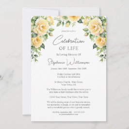 お祝いの人生4 Photo Yellow Rose葬儀 招待状