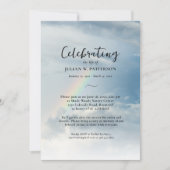 お祝いの人生、空の雲の虹の葬儀 招待状 (正面)