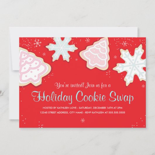 お祝いの休日のクッキーの交換のパーティの招待状 招待状 (正面)