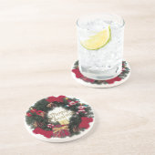 お祝いの休日のメリークリスマスのリースのコースター コースター (側面)