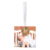 お祝いの休日の銀の弓4家族写真及び名前 キューブオーナメント (右)