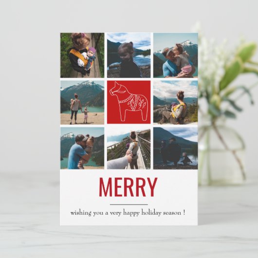 お祝いの伝統のメリーな写真のコラージュの休日カード シーズンカード (スタンド正面)