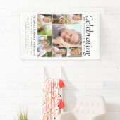 お祝いの写真コラージュの献上品 横断幕 (インサイチュ)