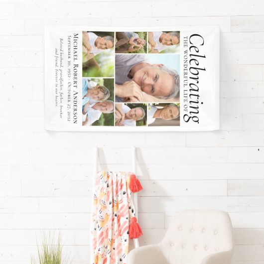 お祝いの写真コラージュの献上品 横断幕 (インサイチュ)