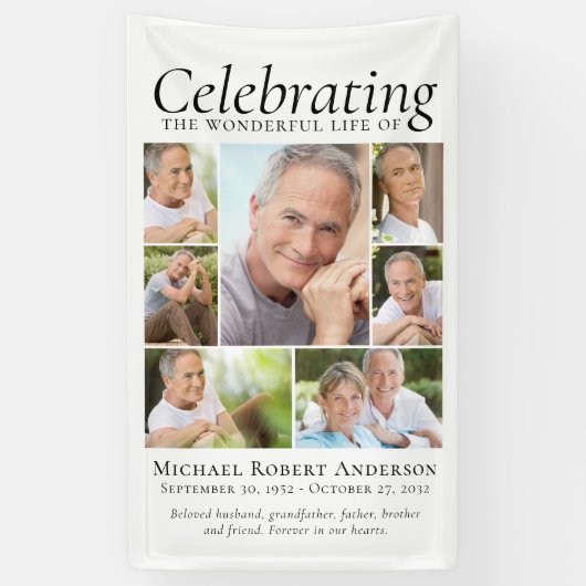 お祝いの写真コラージュの献上品 横断幕 (縦)