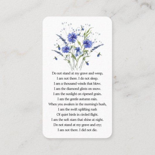 お祝いの写真祈りの言葉カード 名刺 (裏面)