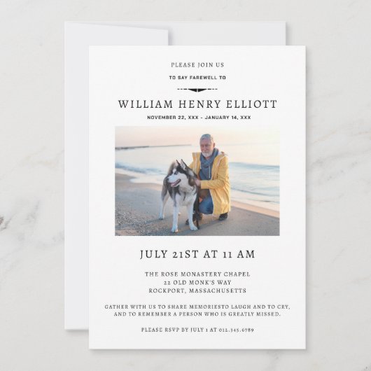 お祝いの写真送別葬会 招待状 (正面)