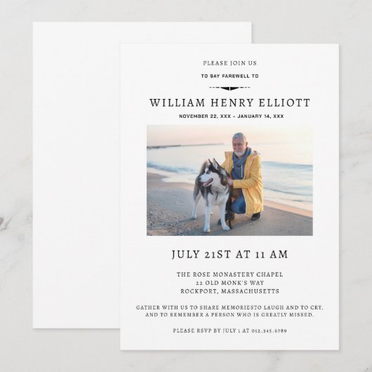 お祝いの写真送別葬会 招待状 (正面/裏面)