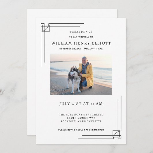 お祝いの写真送別葬会 招待状 (正面/裏面)