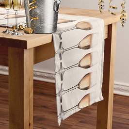 お祝いの列のピンクシャンパングラス ショートテーブルランナー