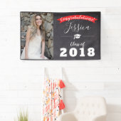 お祝いの卒業のクラスの黒くか赤い旗 横断幕 (インサイチュ)