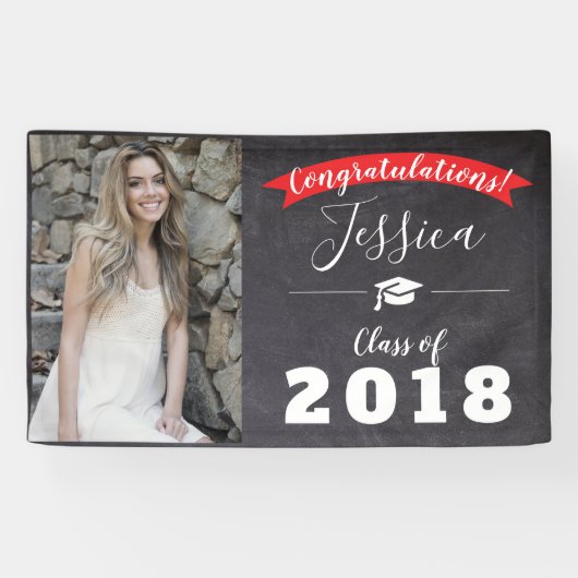 お祝いの卒業のクラスの黒くか赤い旗 横断幕 (横)