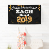 お祝いの卒業のクラスの黒または金ゴールドの旗 横断幕 (インサイチュ)