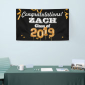 お祝いの卒業のクラスの黒または金ゴールドの旗 横断幕 (トレードショー)