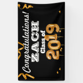お祝いの卒業のクラスの黒または金ゴールドの旗 横断幕 (縦)