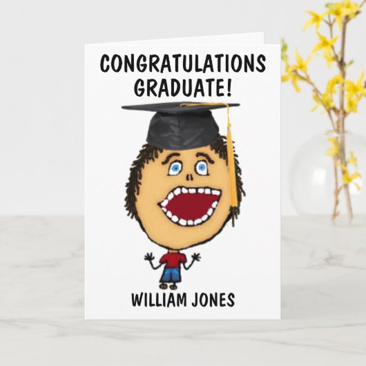 お祝いの卒業の漫画 カード (黄色い花)