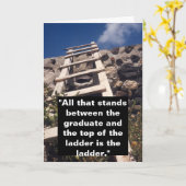 お祝いの卒業カードw梯子の引用文 カード (黄色い花)