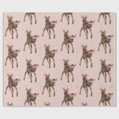 お祝いの子鹿及び枝角のフクロウの包装紙 ラッピングペーパー (フラット)