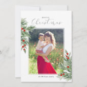 お祝いの常緑のクリスマスの写真カード 招待状 (正面)