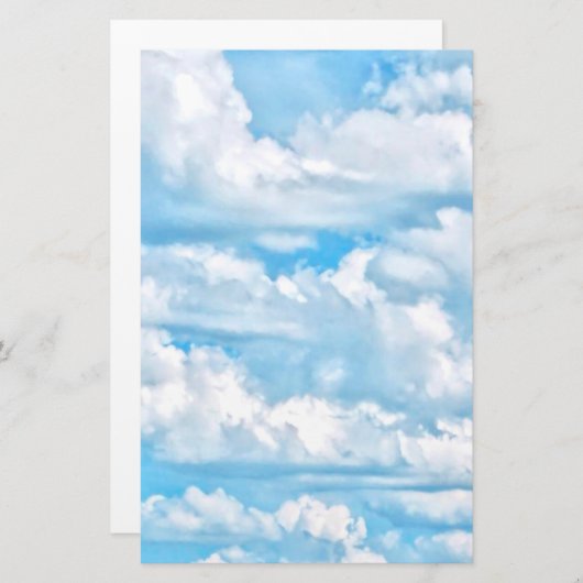 お祝いの幸せで明るい雲の背景 便箋 (正面/裏面)