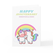 お祝いの幸せな結婚記念日のユニコーン