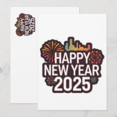 お祝いの彩りを添えて：2025年新年のホリデーカード シーズンカード (正面/裏面)