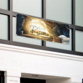 お祝いの復活祭の日曜日キリストの空の墓 横断幕 (ビルの外側)