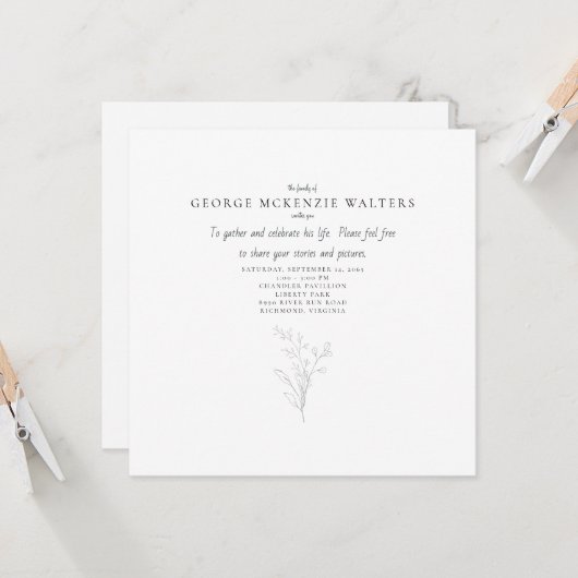 お祝いの手書き葉 招待状 (正面/裏面インサイチュ)