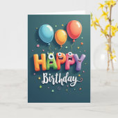 お祝いの文字アートの誕生日カード カード (黄色い花)