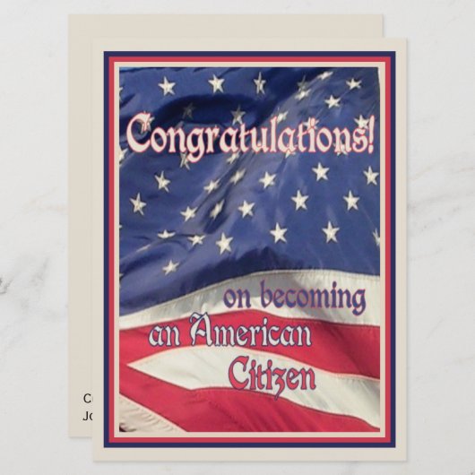 お祝いの新しいアメリカの市民! -お祝い 招待状 (正面/裏面)