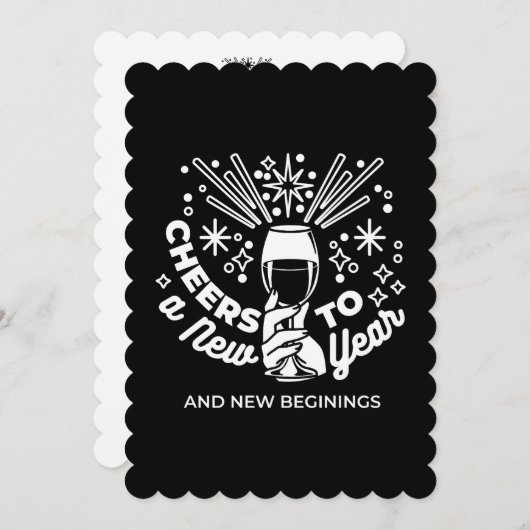 お祝いの新しいスタート ワイングラス イラスト2 シーズンカード (正面/裏面)