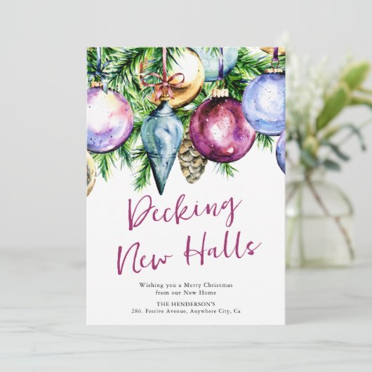 お祝いの新しいホールに輝くオーナメント 新しい家 シーズンカード (スタンド正面)