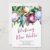 お祝いの新しいホールを飾る フェスティブな宝玉 新しい家 シーズンカード (正面)