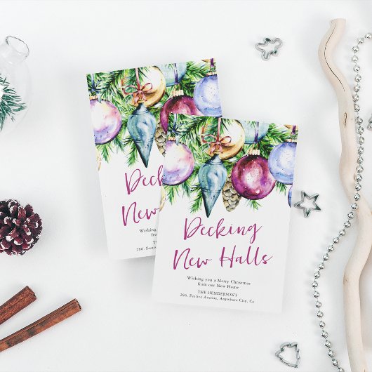 お祝いの新しいホールを飾る フェスティブな宝玉 新しい家 シーズンカード