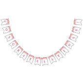 お祝いの旗のピンクの水彩画の花 バンティングフラッグ (全)